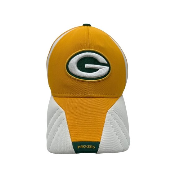 Green Bay Packers Hat OS NFL Reebok Equipment Yellow White Fitted Logo NFC North - Picture 1 of 9